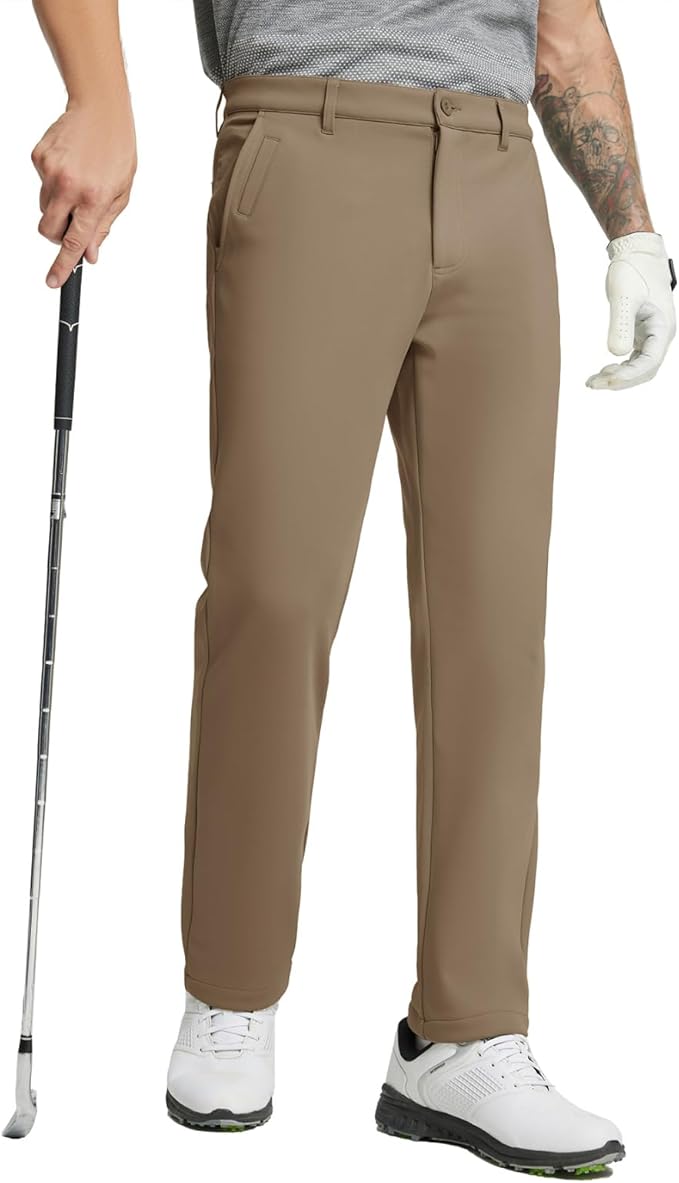 M MAELREG Golf Fleece Lined Pants Men Softshell Water-Resistant Workout Casual Outdoor Hiking Insulated Winter Pants for Men