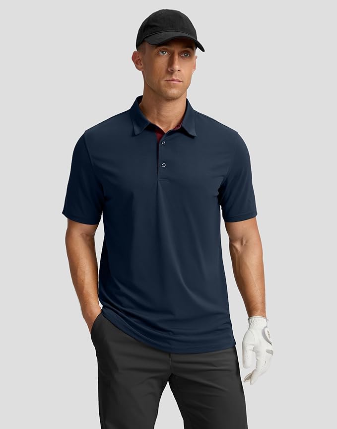 Men's Golf Shirts Dry Fit Moisture Wicking Performance Short Sleeve Collared Polo Shirts for Casual Athletic Business