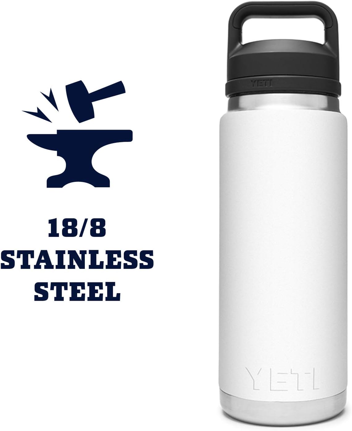 YETI Rambler 26 oz Bottle - Vacuum Insulated Stainless Steel with Chug Cap | White Finish