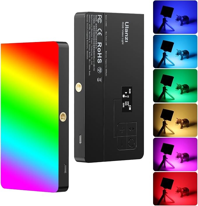 ULANZI LT002 RGB Video Light, Portable LED Camera Light Panel 0-360 Full Color
