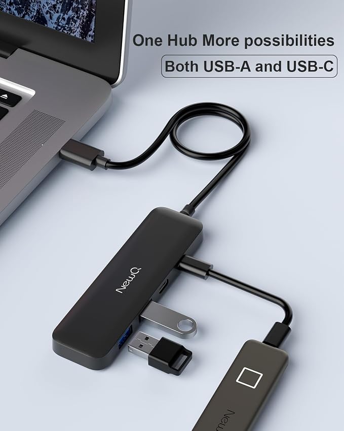 Dual USB C USB A 3.0 Hub: 4 Ports USB Hub