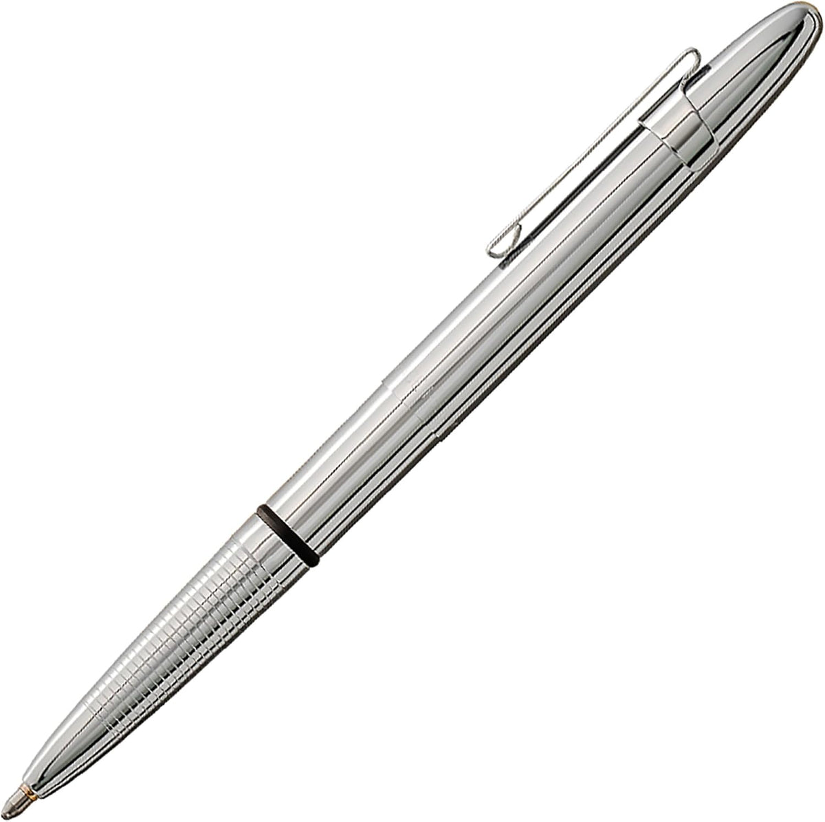 Fisher Space Pen Chrome Bullet Pen, Pressurized Ballpoint Pen, Compact Size, Writes Upside Down and in Extreme Temperatures, Smooth Black Ink, Medium Point, Pocket Clip, Gift Box, Made in USA