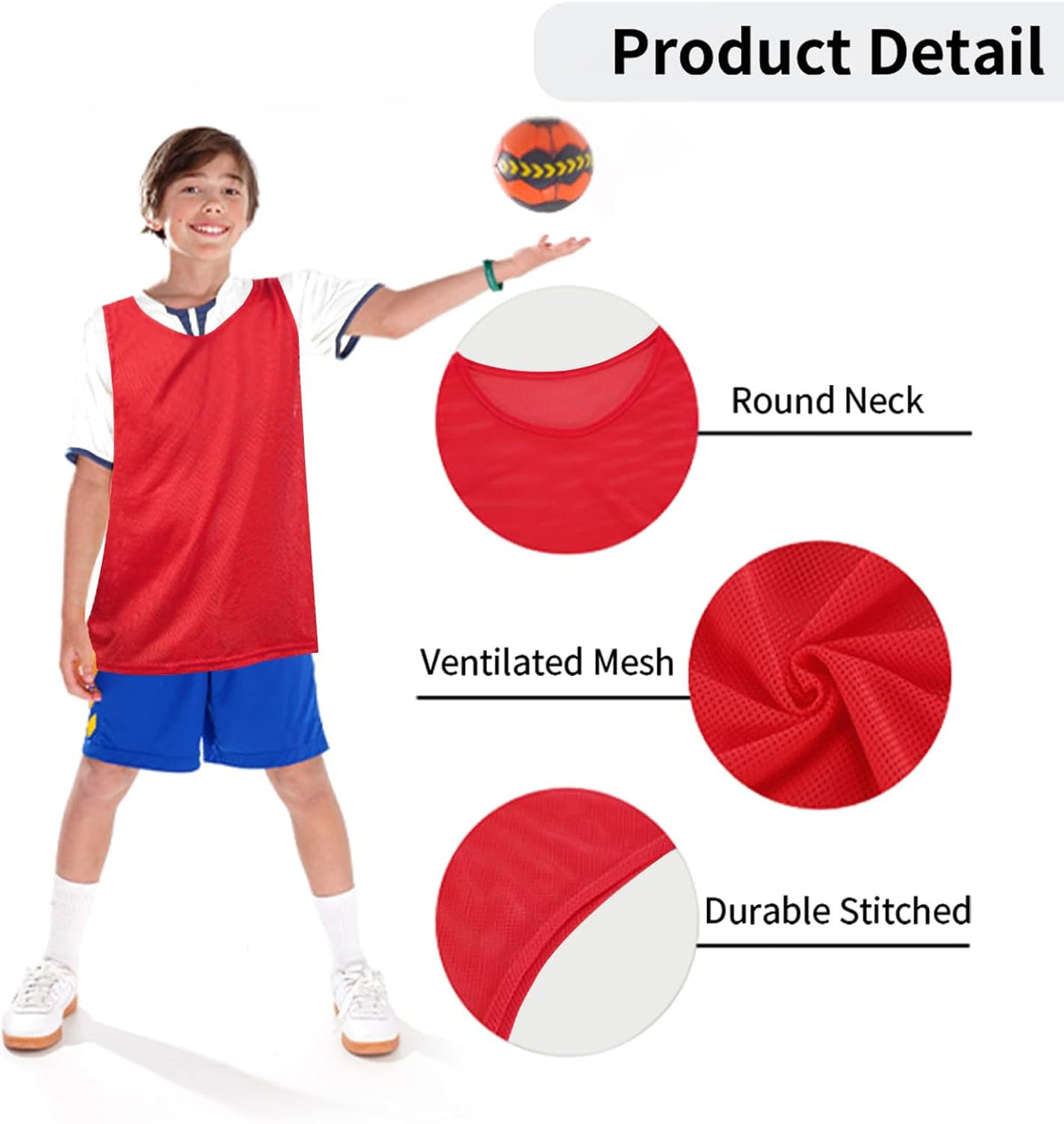Pro Training | 12 Pack High-Visibility Mesh Pinnies for Youth & Adult Soccer, Basketball, Volleyball Teams