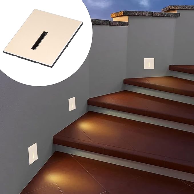 TOPINCN Motion Sensor Step Night Light Hallway Corner Understep Light 3000K LED Stair Light for Home Outdoor Lighting Home Decoration (Gold)