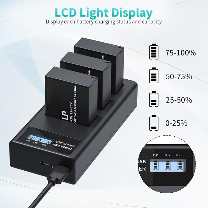 LP LP-E17 Battery and Charger Set, Rebel T8i, EOS M3, EOS 200D