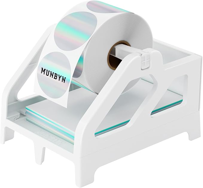 MUNBYN Label Holder for Rolls and Fan-Fold Labels, Thermal Sticker Roll Holder
