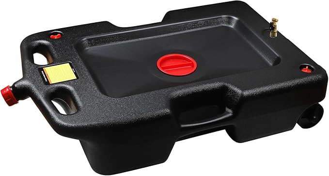 AA075 15 Gallon Oil Drain Pan - 58 Quart Large Opening with Seal Cap for Easy Access and Leak-Free, Screw Vent for Smooth Oil Pour Out - Ideal Oil Change Pan for Cars and Trucks