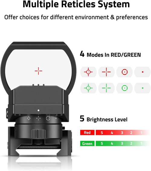 CVLIFE FoxSpook Green & Red Dot Sight - Motion Awake Reflex Optics for Picatinny | 31x21mm Large Window