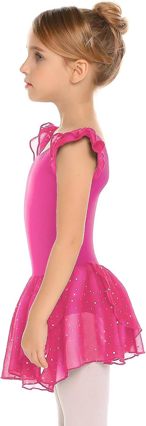 Arshiner Girls Ballet Dance Dress - Ruffle Sleeve Tutu Leotard for Comfort and Style