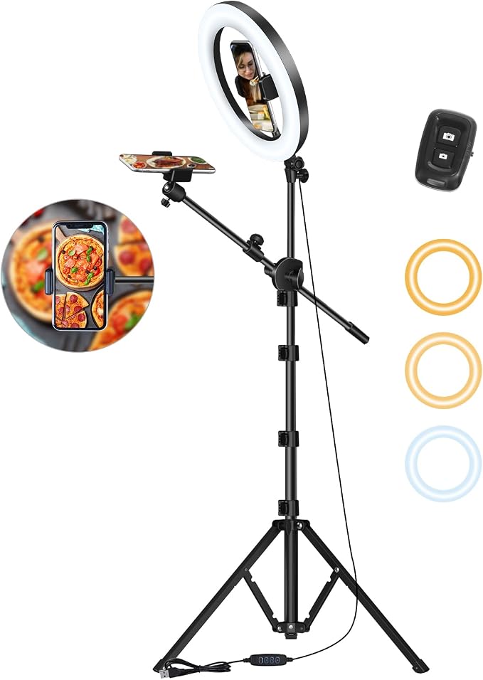 Soft Ring Light with Stand & Dual Phone Mount, LUXSURE Phone Tripod with Ring