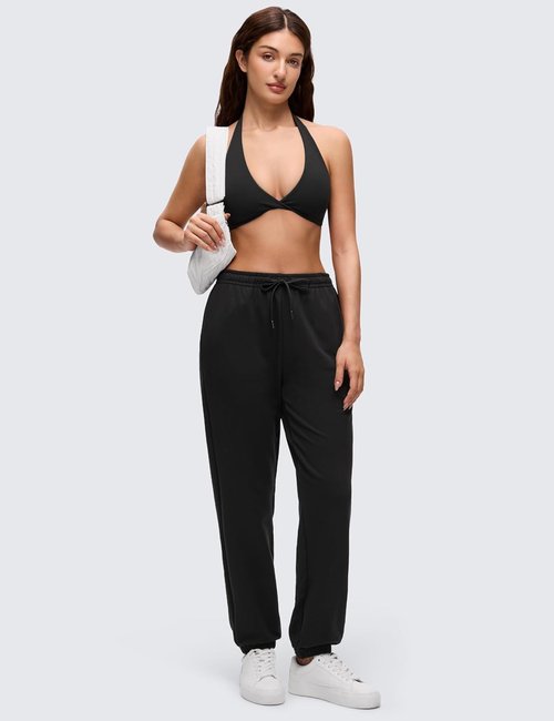 CRZ YOGA Sports Bra - Butterluxe Double Lined Halter Top with Deep V Neck & Open Back - Non-Padded