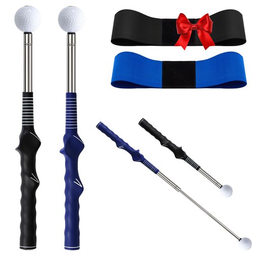 JolliLudo 4 Pack Golf Swing Trainer with Correcting Arm Band, Strength and Tempo Practice, 2026 Christmas Golf Gifts Accessories for Men Women Practice and Warm up