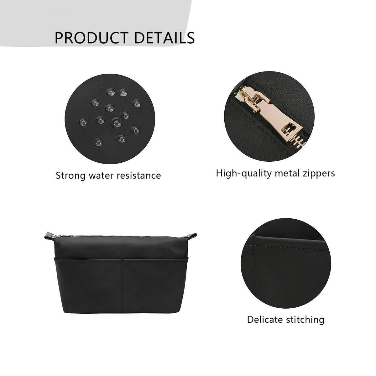 Insert Storage Bag Set Three Size Purse Organizer Cosmetic Bags with Compartments Makeup Travel Bags for Women Nylon (Small-nylon)