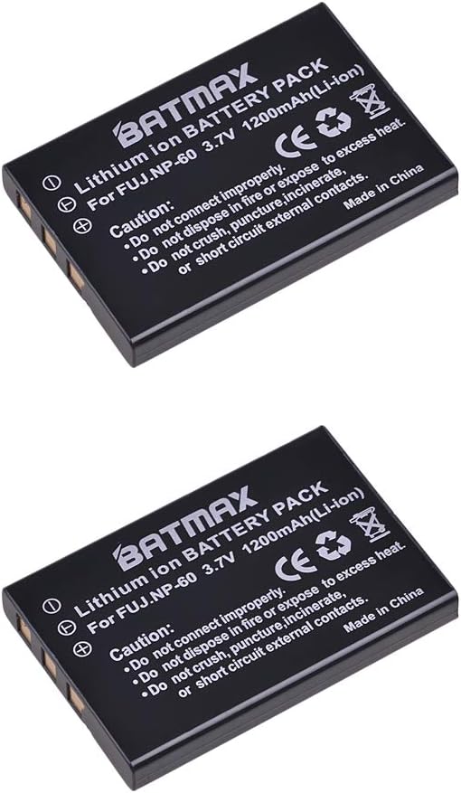 Batmax 2Pcs FNP-60 NP-60 Battery + LCD USB Charger