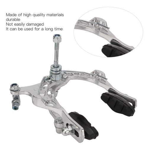 equlup Bike Brake Caliper, Aluminum Alloy Bike Brake Caliper Universal Front and Rear Bike Brake Cycling Accessory for Bikes, Motorcycles (Silver)