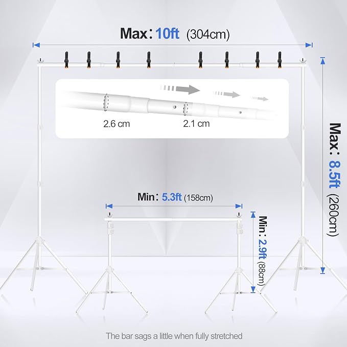 EMART Backdrop Stand 10x8.5ft Photo Studio Adjustable Background Stand Support