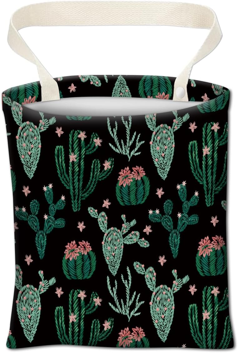 Car Trash Can, Cute Car Trash Bag, Hanging Car Organizer and Storage Bag, Trash Bin for Car Accessories, Vehicle, Travelling, Camping Cute Cactus