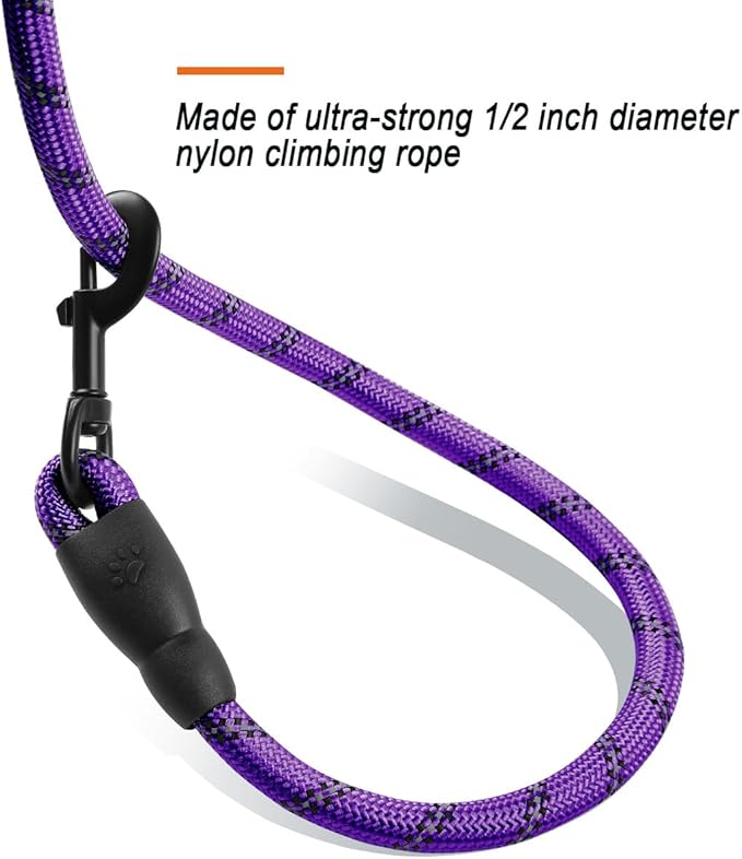 BARKBAY Dog Leashes for Large Dogs Heavy Duty Dog Leash 4/5/6 FT with Comfortable Padded Handle and Highly Reflective Threads for Medium Large Dogs Walking Training Running (5FT-1/2'',Purple)