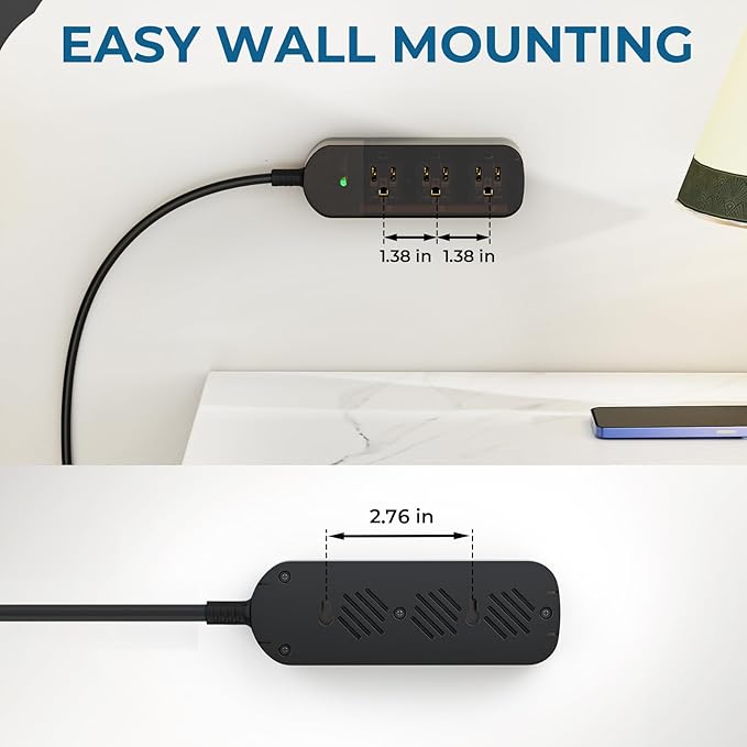 Outdoor Power Strip Weatherproof, Transparent IPX6 Waterproof Surge Protector with 3 Wide Outlets, 1625W/13A, 5FT Extension Cord, Wall Mountable for Indoor Outdoor, UL FCC Listed
