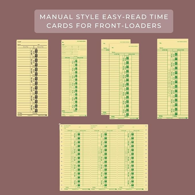 Generic Time Clock Cards for Tracking Regular and Extra Time
