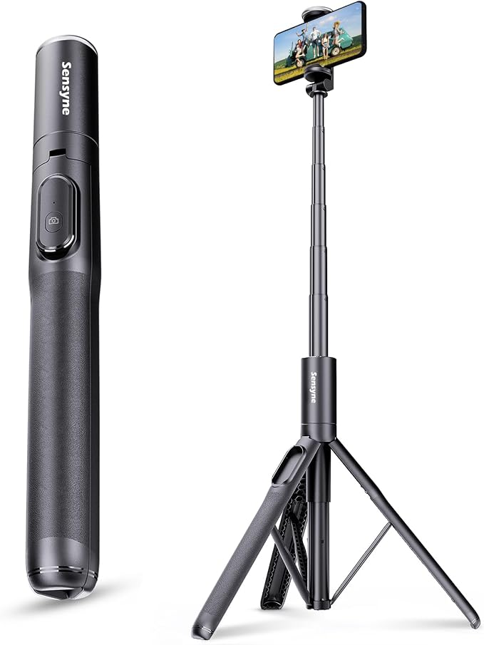 Sensyne 68" Phone Tripod & Selfie Stick, Lightweight All in One Phone Tripod