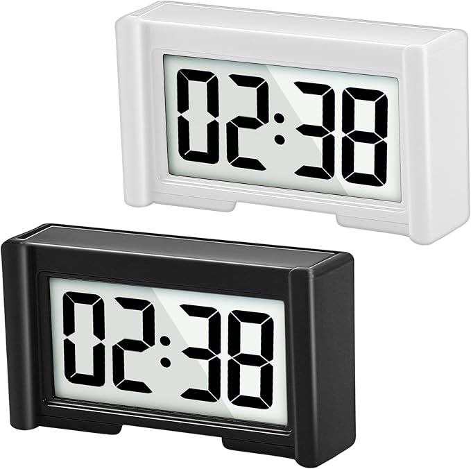 YOUNGFLY 2PCS Small Digital Clock, Vehicle Adhesive Clock