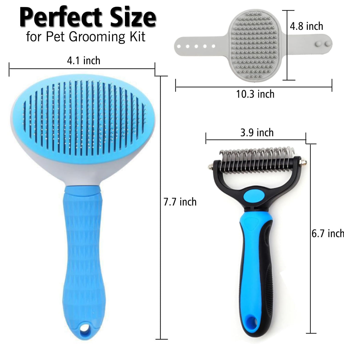 Skiennix Dog Grooming Brush Set - Double-Sided Shedding & Dematting Rake | Self-Cleaning Slicker Comb for All Coat Types