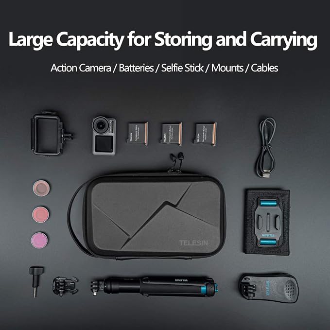 TELESIN Hard Carry Case Waterproof Carrying Bag