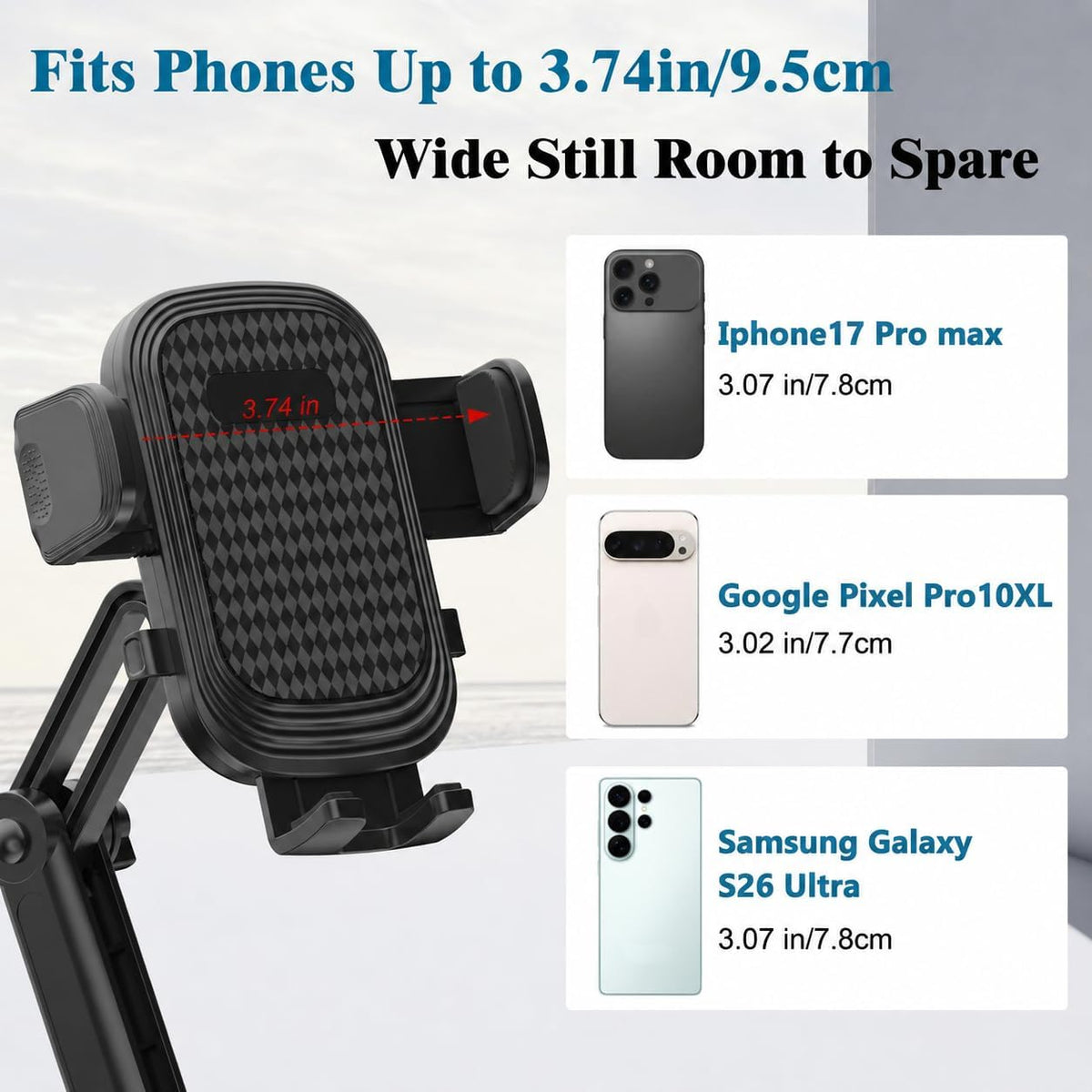 SAGRUILA 2-in-1 Cup Holder Phone Mount, Adjustable Phone Cup Holder for Car