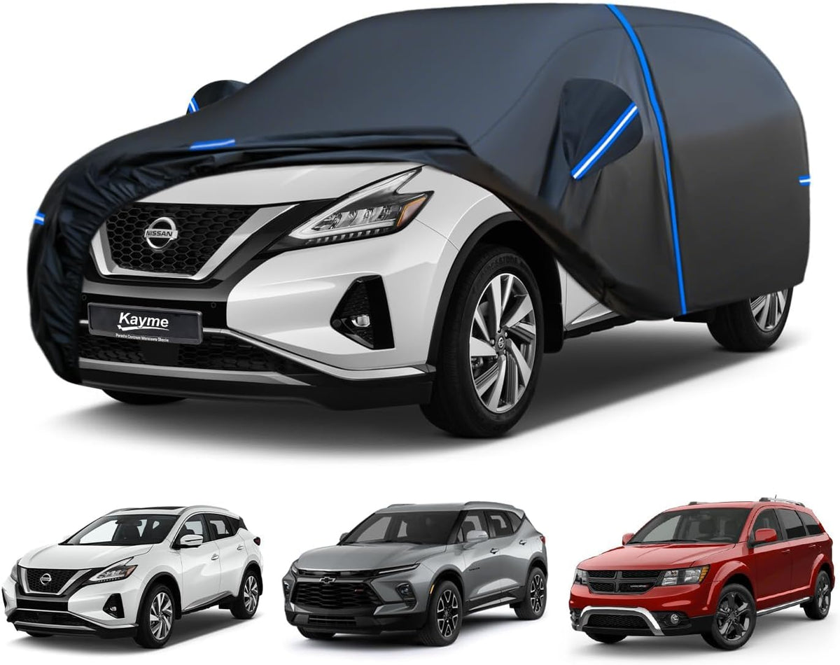 Kayme SUV Car Cover Custom Fit for Subaru Outback/Forester, Mazda CX-5 CX5 CX-50 CX50 CX 50, Windproof Upgraded & 100% Waterproof. All-Weather Full Exterior Cover Rain Sun Snow Protector with Towel.
