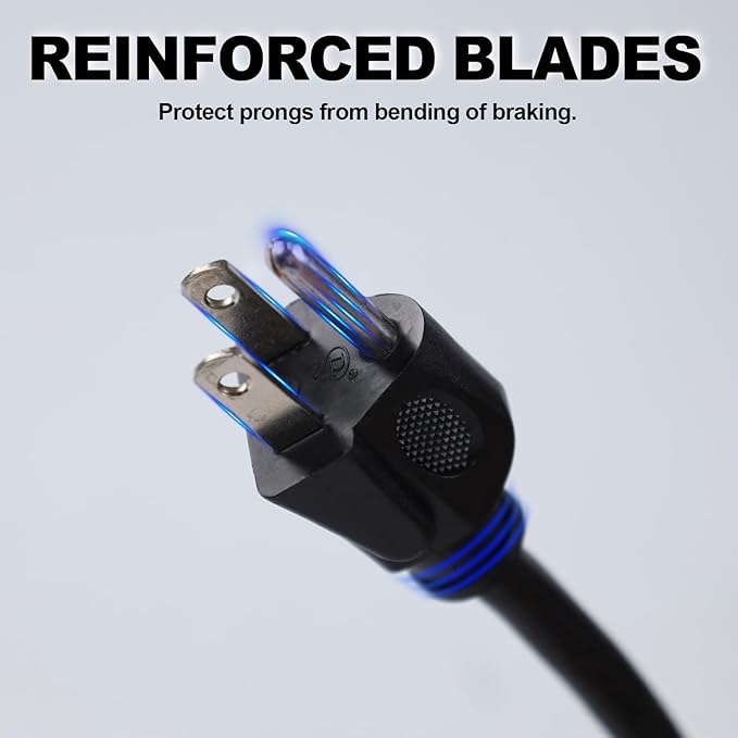 EP 2 Pack 6 Ft Outdoor Extension Cord with 3 Electrical Power Outlets - 16/3 SJTW Black Cable with 3 Prong Grounded Plug for Safety Great for Christmas Lights, Garden and Major Appliances