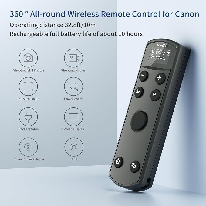 AODELAN for Canon Rechargeable Wireless Shutter Release Camera Remote Control