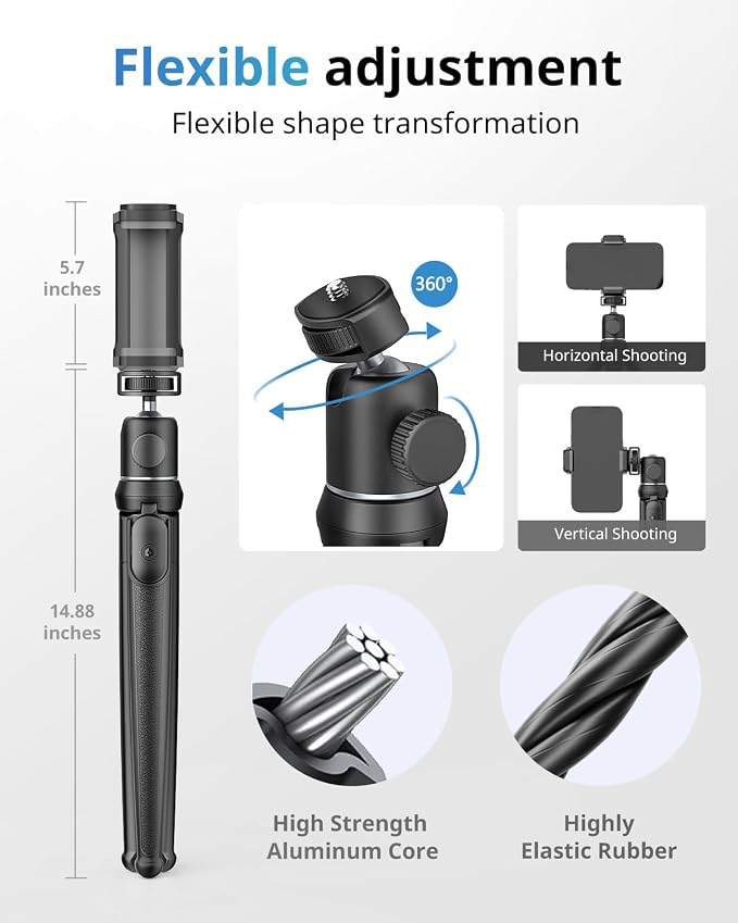 UBeesize Camera Tripod with Remote, Flexible Tripod Stand with Phone Holder and