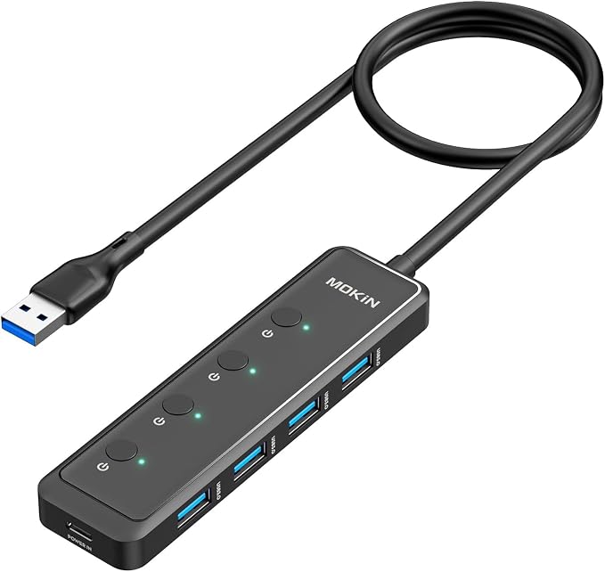 MOKiN USB 3.0 Hub, 5-Port Ultra Slim Data USB Extender
