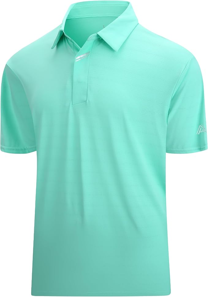 Esabel.C Jacquard Golf Shirts for Men Moisture Wicking Short Sleeve Performance Dry Fit Active Mens Polo Shirts