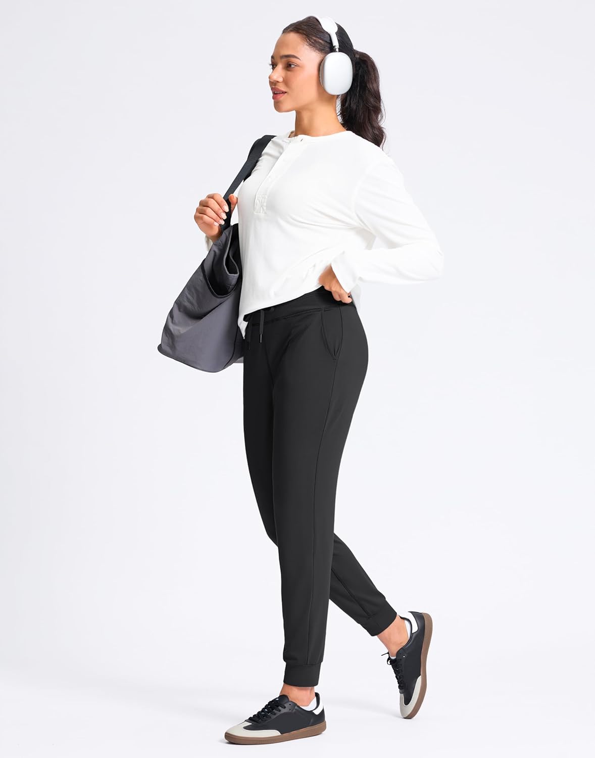 SANTINY Women's High Waisted Sweatpants - Soft Stretch Joggers with Pockets for Athletic Comfort