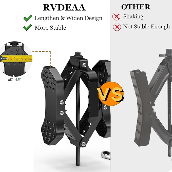 X-Shaped Wheel Chocks for Travel Trailer【Allow Drill Adjust】 RV Stabilizers X chocks Camper Wheel Chock for Travel Trailers RV Accessories Wrench Adjustable 3.5"-10.5" （2 Pack） Black