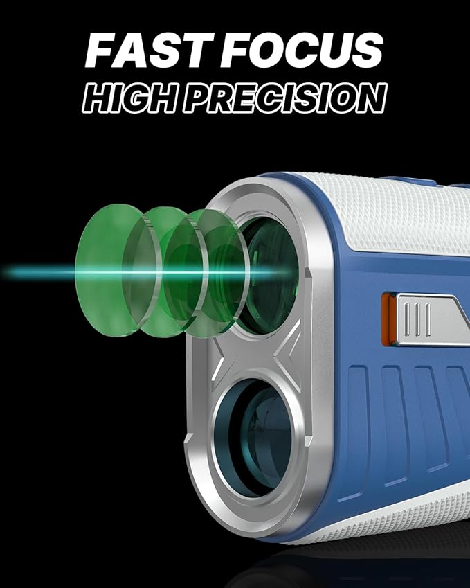 WOSPORTS Golf Range Finder with Slope Switch, 1200 Yards Rangefinder for Golfing & Hunting, ±1yd Accuracy, 0.3s Flag Locking Vibration, Rechargeable, Blue