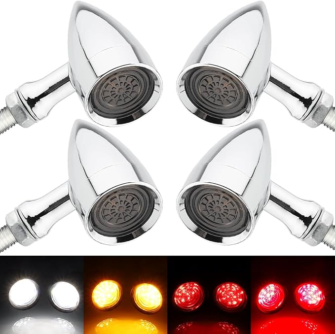 TSUNG Universal Motorcycle LED Turn Signals Lights Small Bullet Front Rear