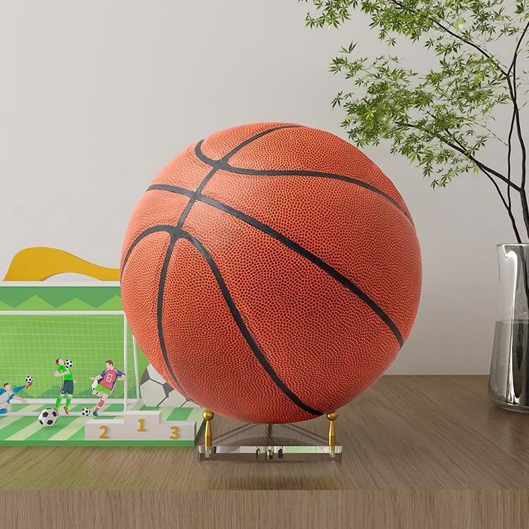 SVENJBB Clear Acrylic Ball Holder - Display Basketball, Football, Soccer & Volleyball | 1 Pack with Gold Pegs