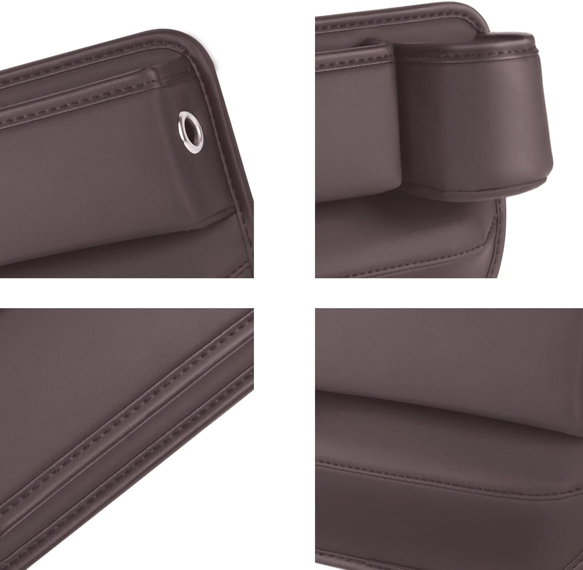 2-Pack Car Seat Gap Filler &amp; Organizer - Leather Car Storage Box with Cup Holder, Seat Gap Storage Box for Driver &amp; Passenger, Car Accessories for Women and Men (Brown)