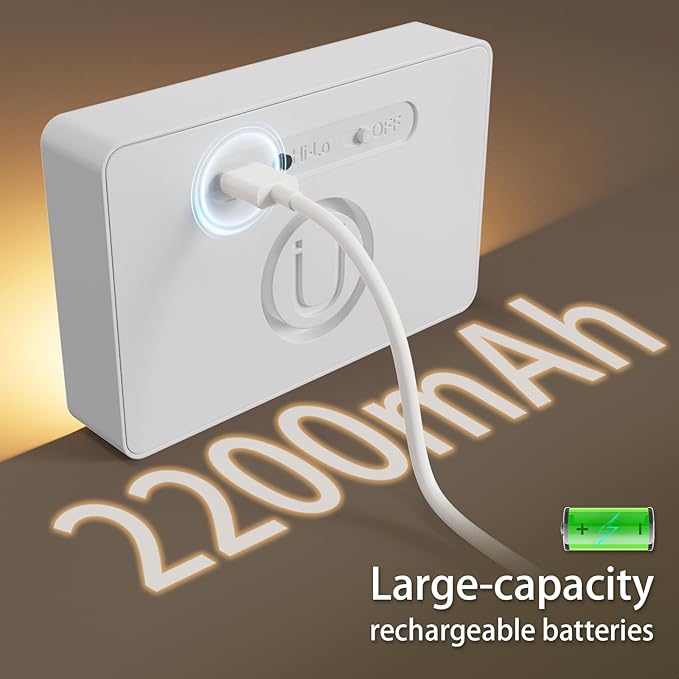 Motion Sensor Night Light, 2200mAh Rechargeable Stair Lights Indoor, 3000K, Link Mode, for Bedroom, Bathroom, Nursery, Stairs & Hallways
