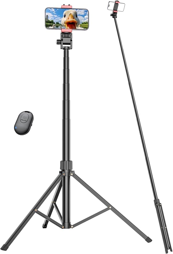 Pnitri 71'' Phone Tripod Stand, Extendable Reinforced Aluminum Phone Stand