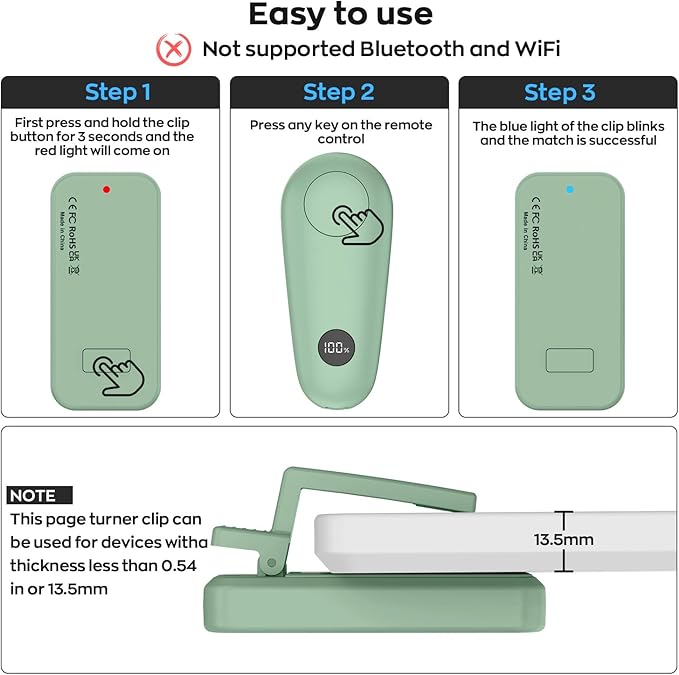 RF Remote Control Page Turner for Kindle Paperwhite Scribe Accessories