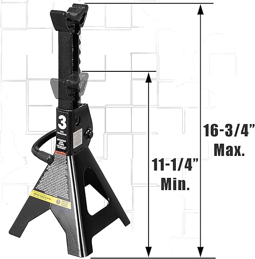 Big RED AT43202BR-1 Torin Steel Jack Stands: 3 Ton (6,000 lb.) Capacity, Black, 1 Pair