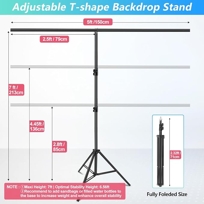 Green Screen Backdrop Kit with Stand, 5X6.5ft Portable Green Screen Backdrop