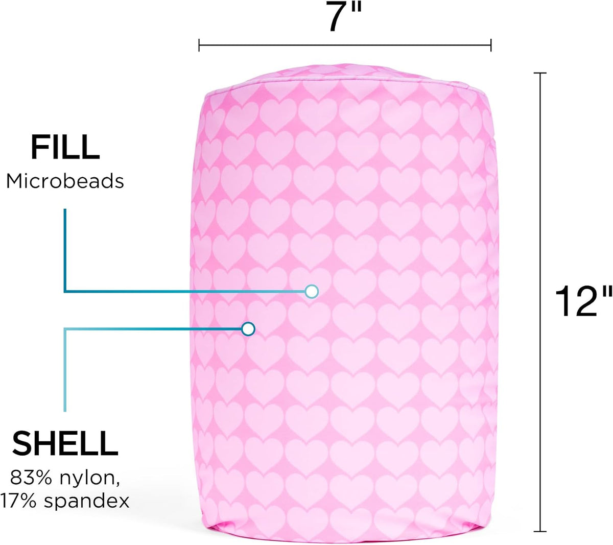 Brookstone Squishy FOM Cushion Pillow - The Original Stretchy, Comfy, Colorful Pillow for Neck, Lumbar Support, and Bed - for Sleeping, Car, Travel - Small Pillow, Hearts, 12 x 7 Inches