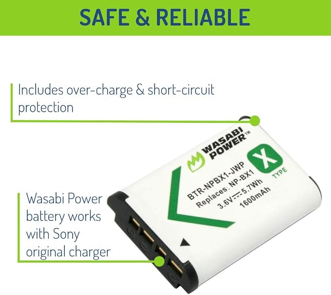 Wasabi Power NP-BX1 Battery for Sony NP-BX1/M8, ZV-1 II, Cyber-Shot DSC-HX95
