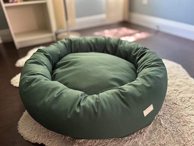 Organic Cotton Canvas Dog Bed: Removable Cover, Natural Fill - Made in USA (Sage Green, XX Large 50" x 8" inches)