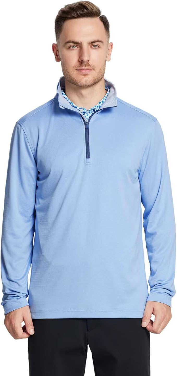 M MAELREG Quarter Zip Golf Pullover Men Dry Fit Long Sleeve Performance Wicking Mock Neck 1/4 Zip Pullover Mens Sweatshirt